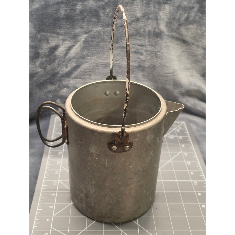 Vintage Aluminum Camping Coffee Pot Kettle Bail Handle Primitive Rustic Decor